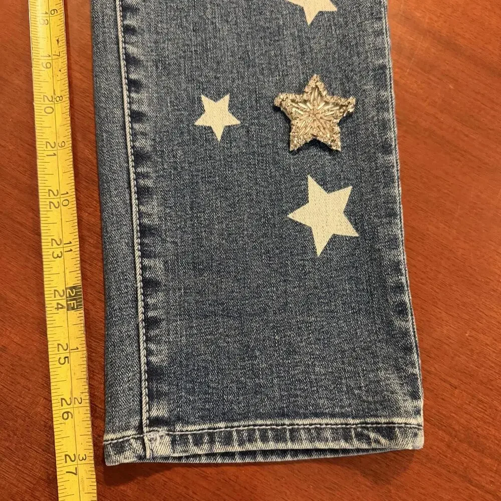 Bebe Heartbreaker Crop Stars Jeans Constellation Wash Embellished Rhinestone 28 - Picture 5 of 16